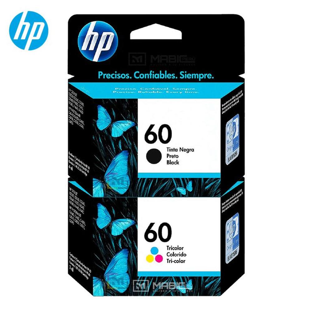 Pack Tinta HP 60 Negro Tricolor OfficeJet J4580 J4648 Original