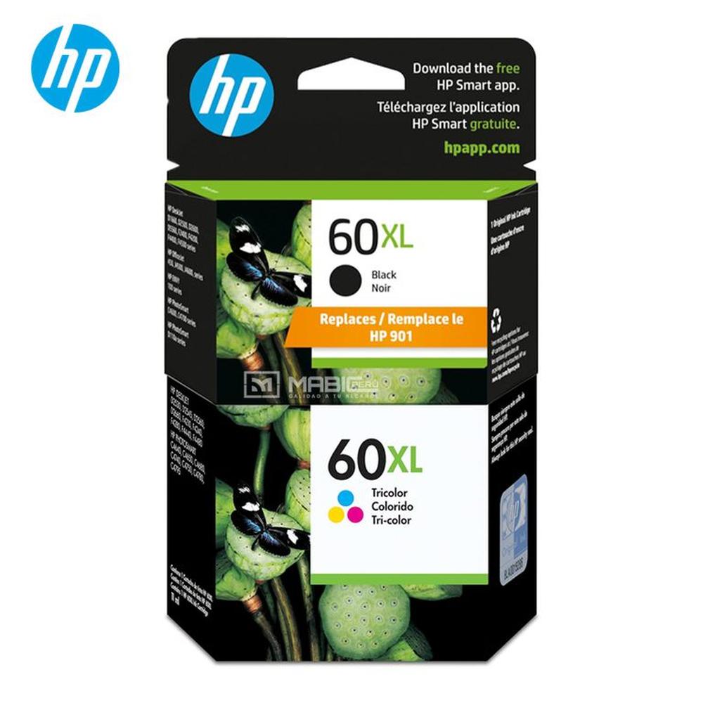 Pack Tinta HP 60XL Negro Tricolor OfficeJet J4580 J4648 Original