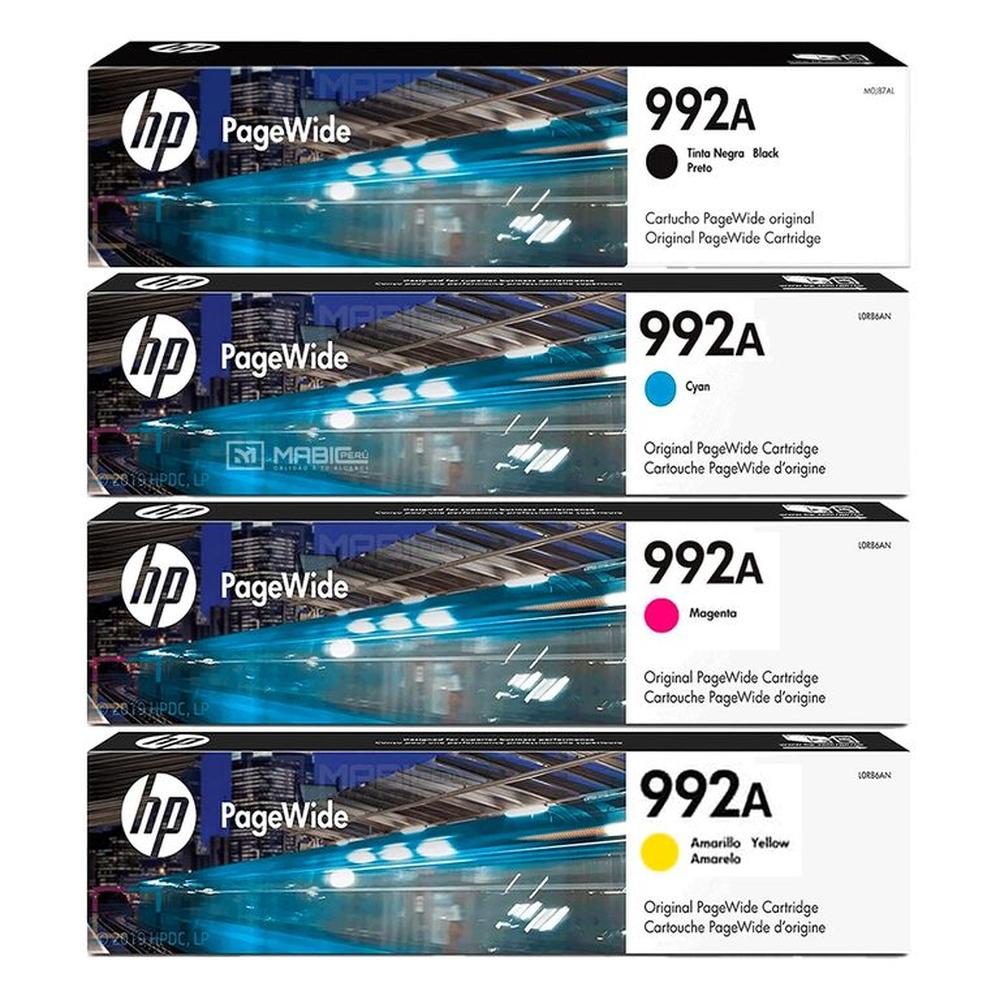 Pack Tinta HP 992A Negro Cian Magenta Amarillo PageWide 772dw 777z 750dw Original