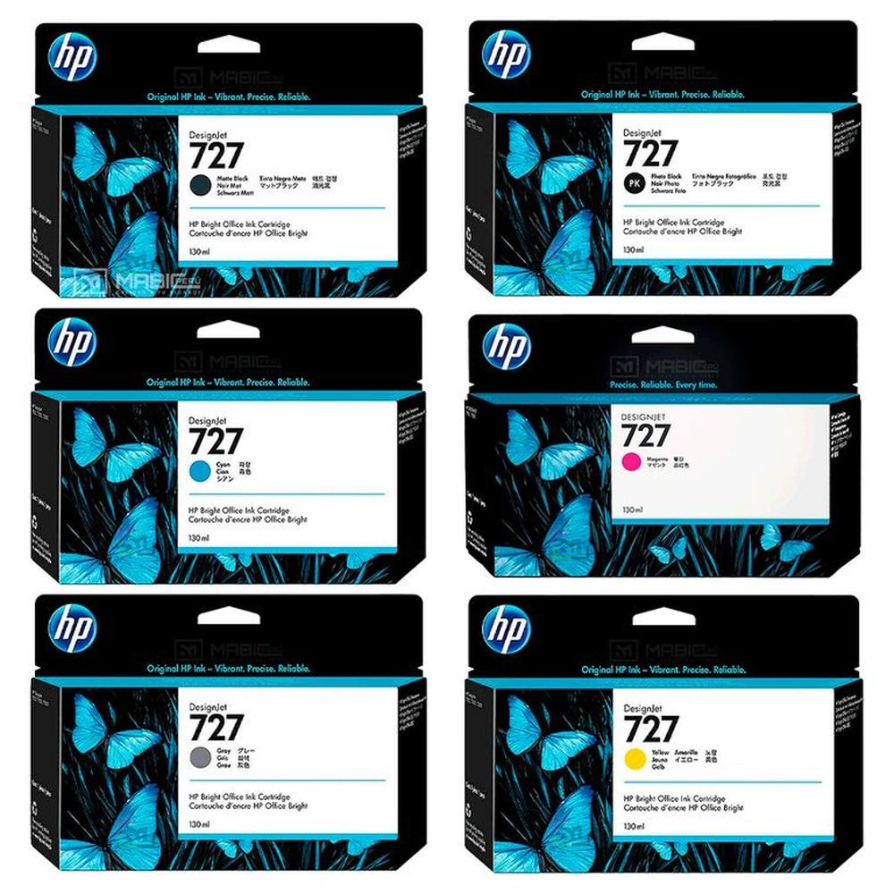 Pack 6 Tinta HP 727 DesignJet T2500 T930 Original  - 130ml