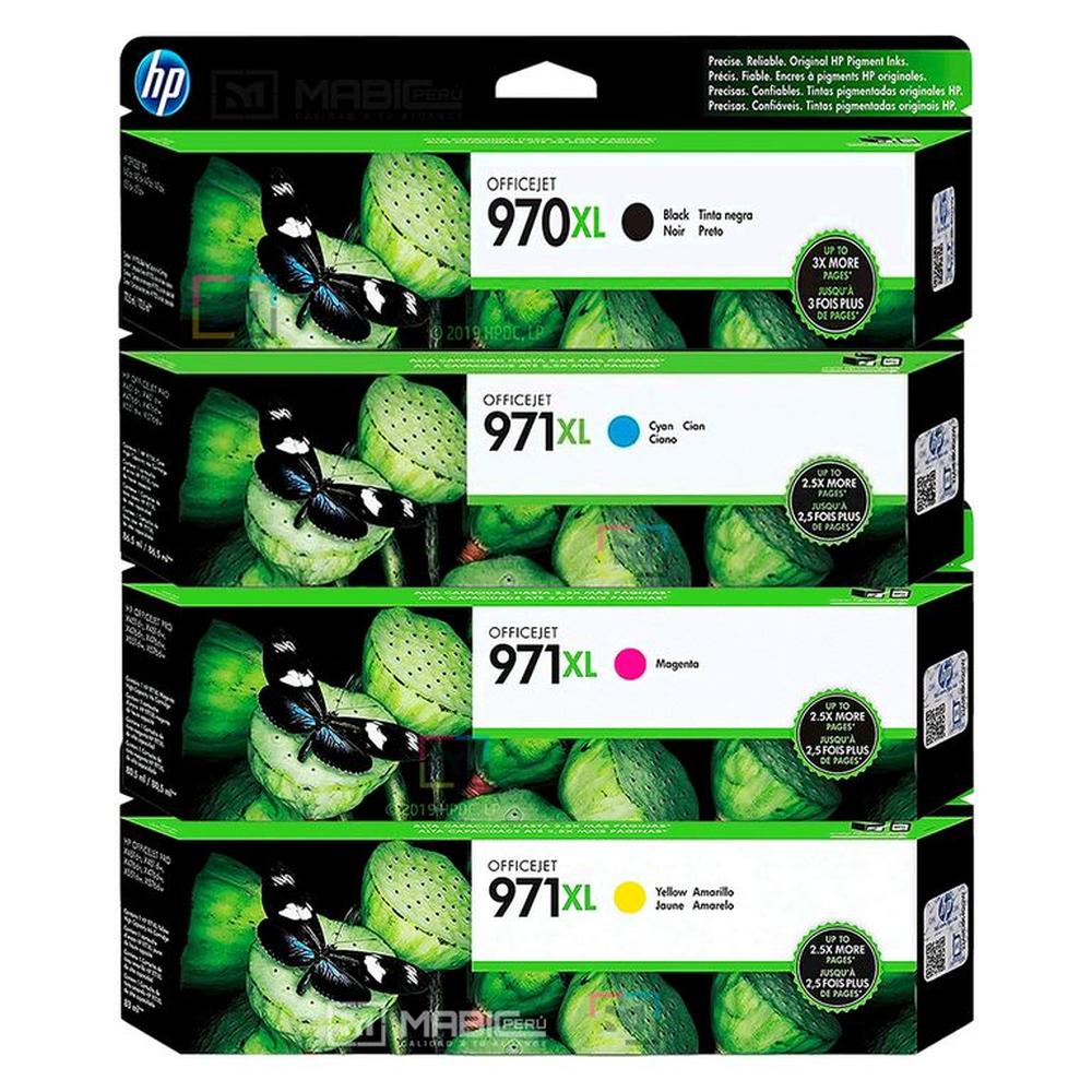 Pack Tinta HP 970XL 971XL Negro Cian Magenta Amarillo OfficeJet X476DW X451DW Original