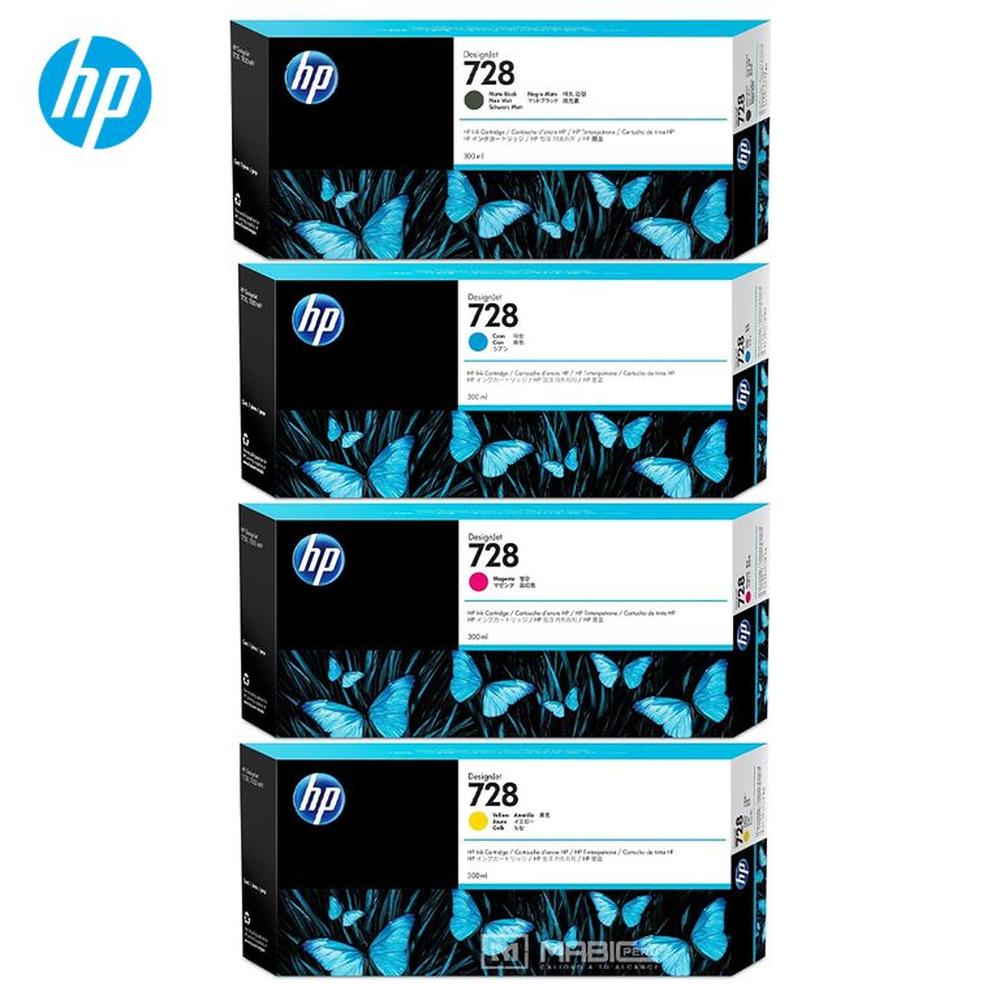 Pack 4 Tinta HP 728 DesignJet T730 T830 Original  - 300ml