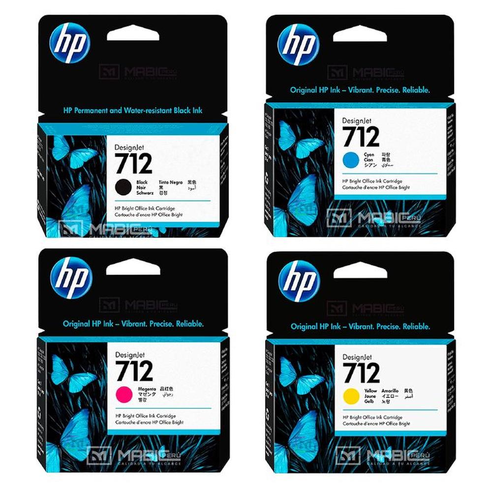 Pack Tinta HP 712 Negro Cian Magenta Amarillo Original