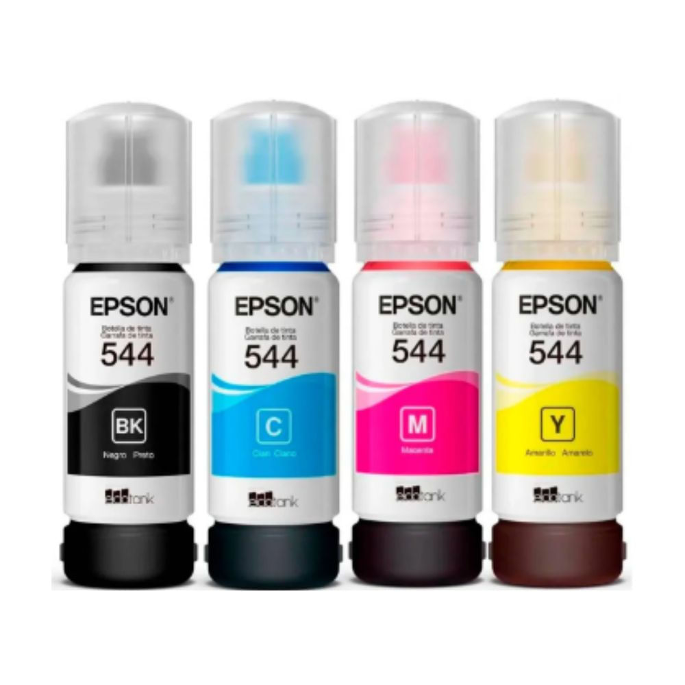 Kit Pack Botella Tinta Epson  T544 Negro, Cian, Magenta, Amarillo