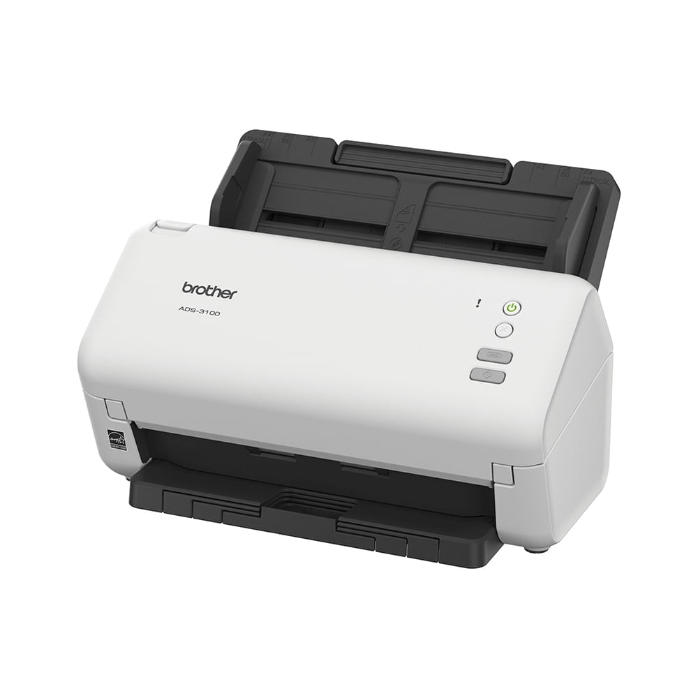 Escáner Brother ADS-3100 de alta velocidad, conexión USB y red, ideal para oficinas y documentos.