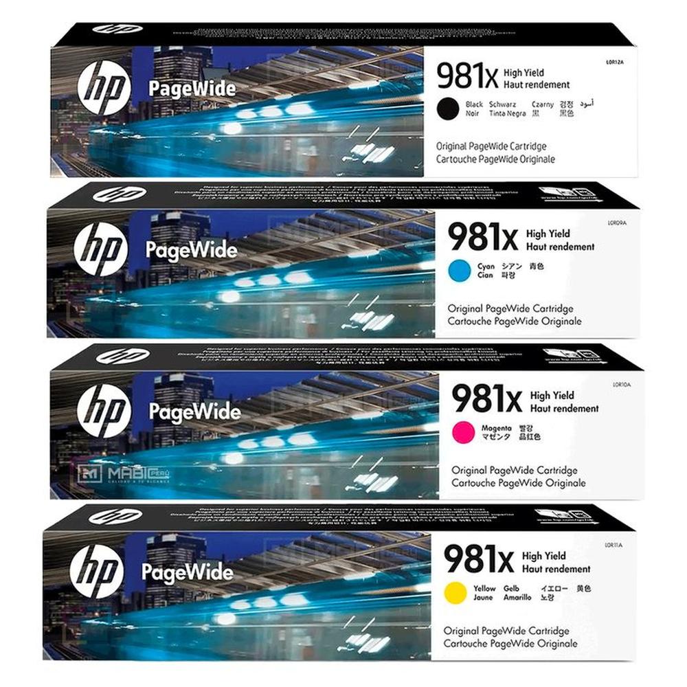 Pack Tinta HP 981X Negro Cian Magenta Amarillo PageWide 556dn 586dn Original
