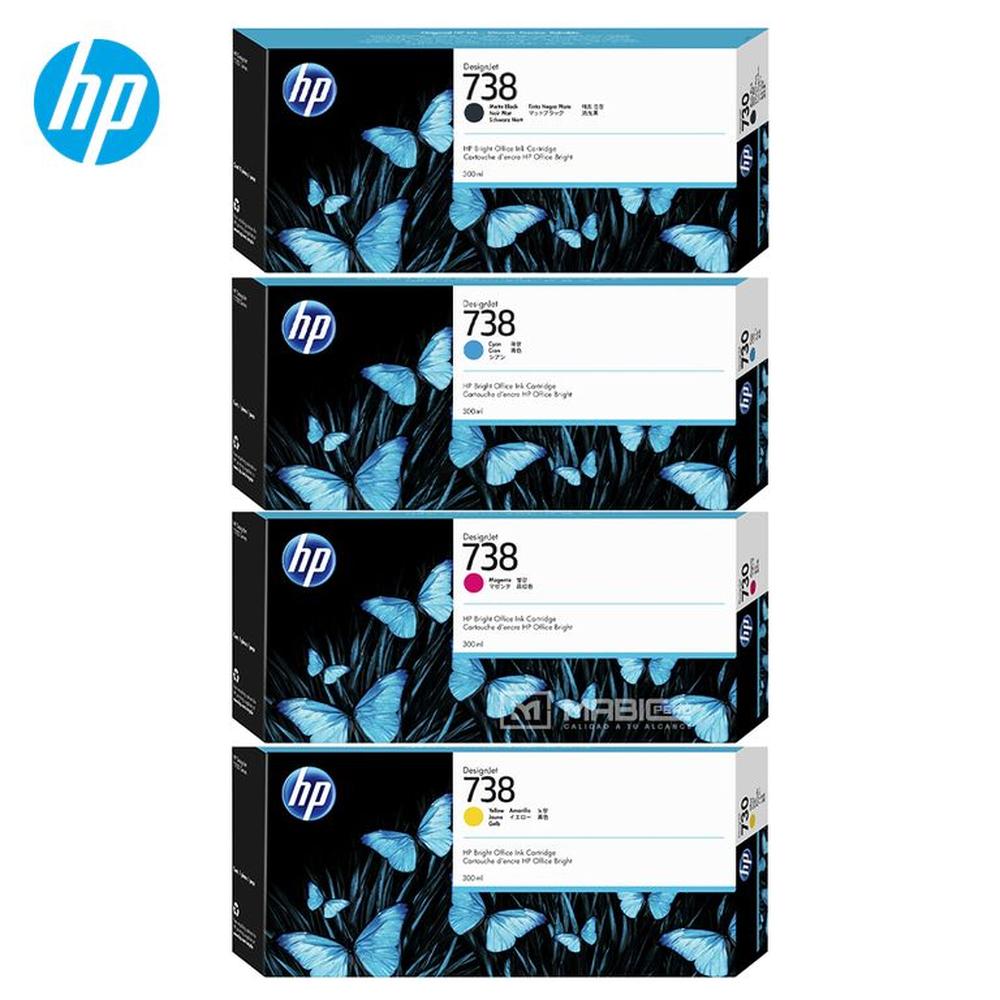 Pack 4 Tinta HP 738 DesignJet T850 T950 Original  - 300ml