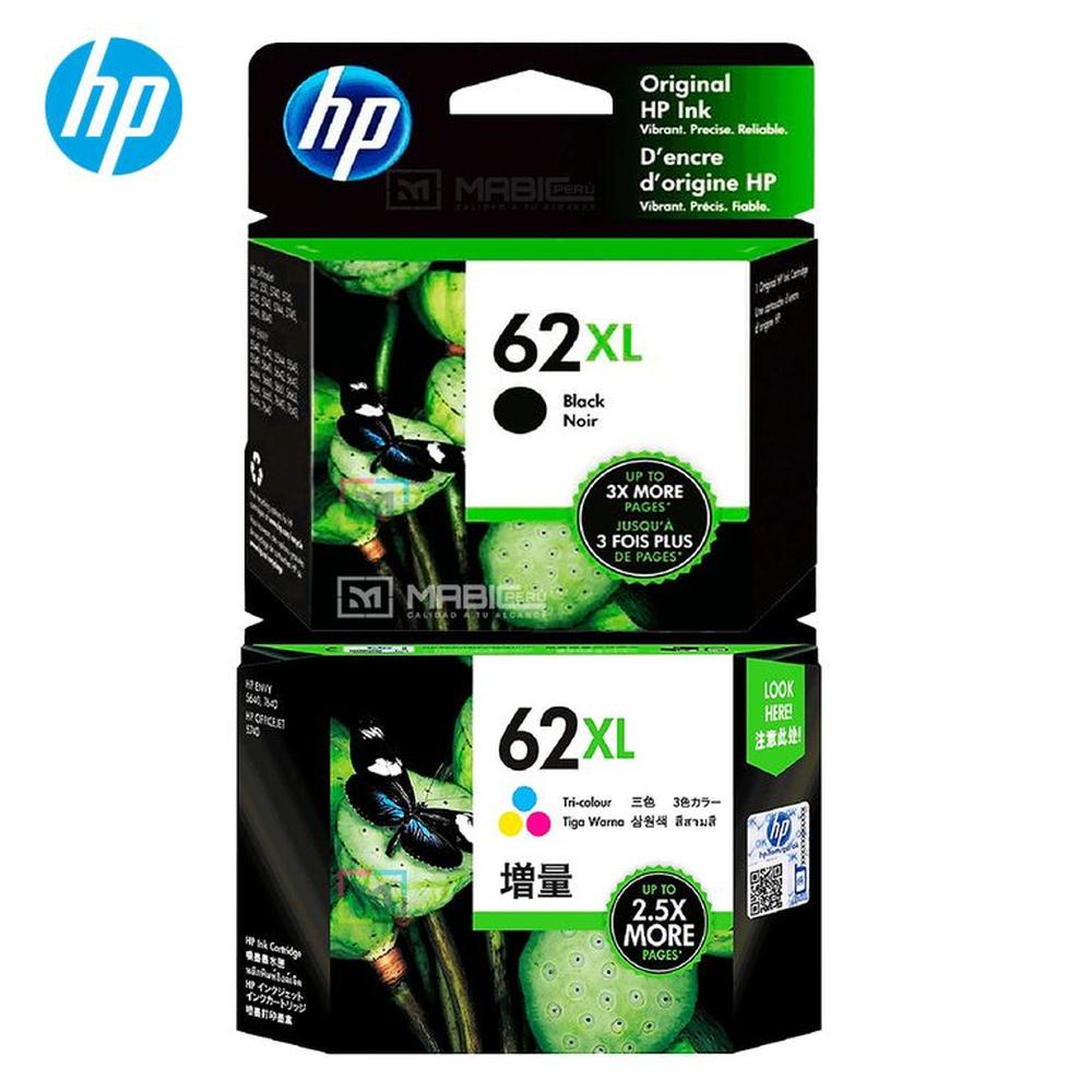 Pack Tinta HP 62XL Negro Tricolor OfficeJet 200 Original