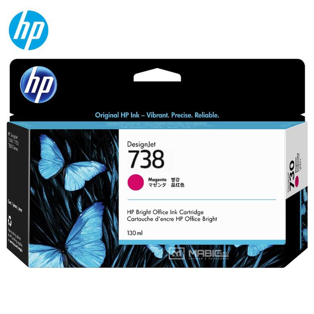 Cartucho de Tinta HP 738 Magenta 498N6A DesignJet T850 T950 Original - 130ml