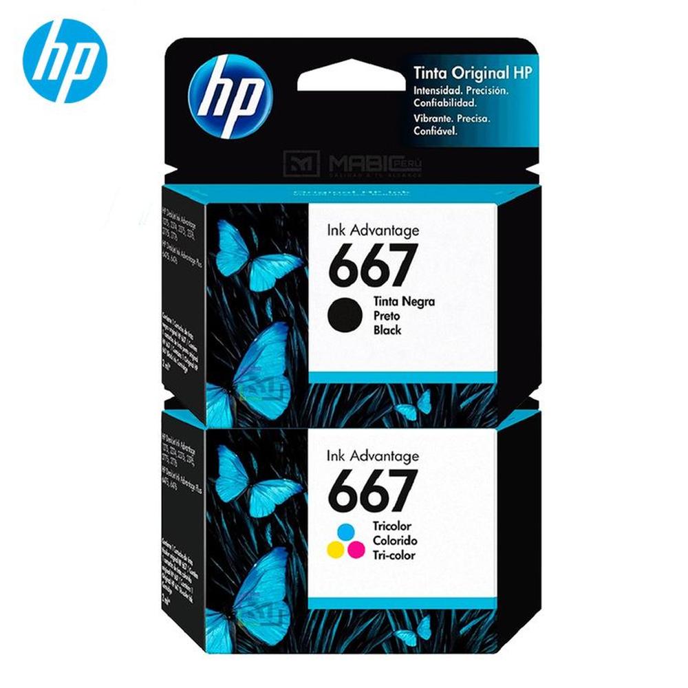 Pack Tinta HP 667 Negro Tricolor DeskJet 2775 4175 Original