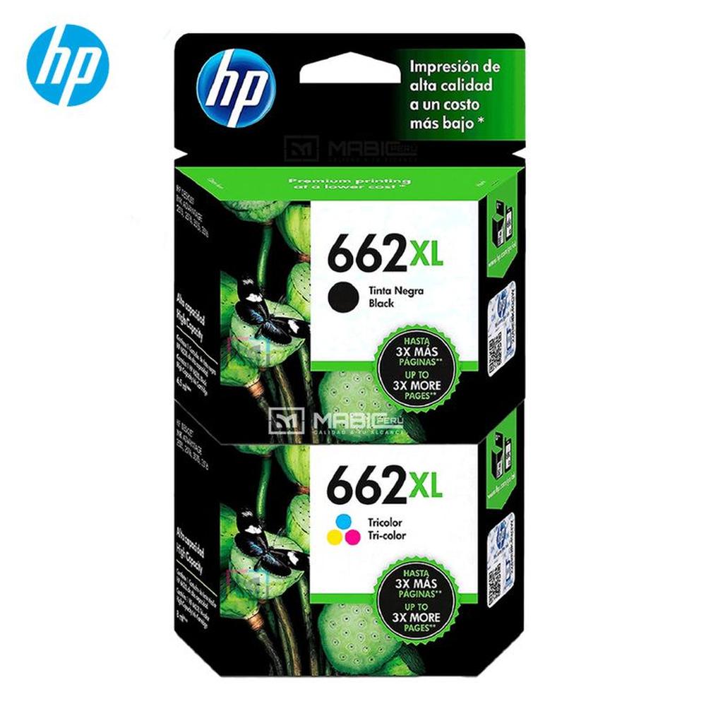 Pack Tinta HP 662XL Negro Tricolor Deskjet 2515 3515 Original