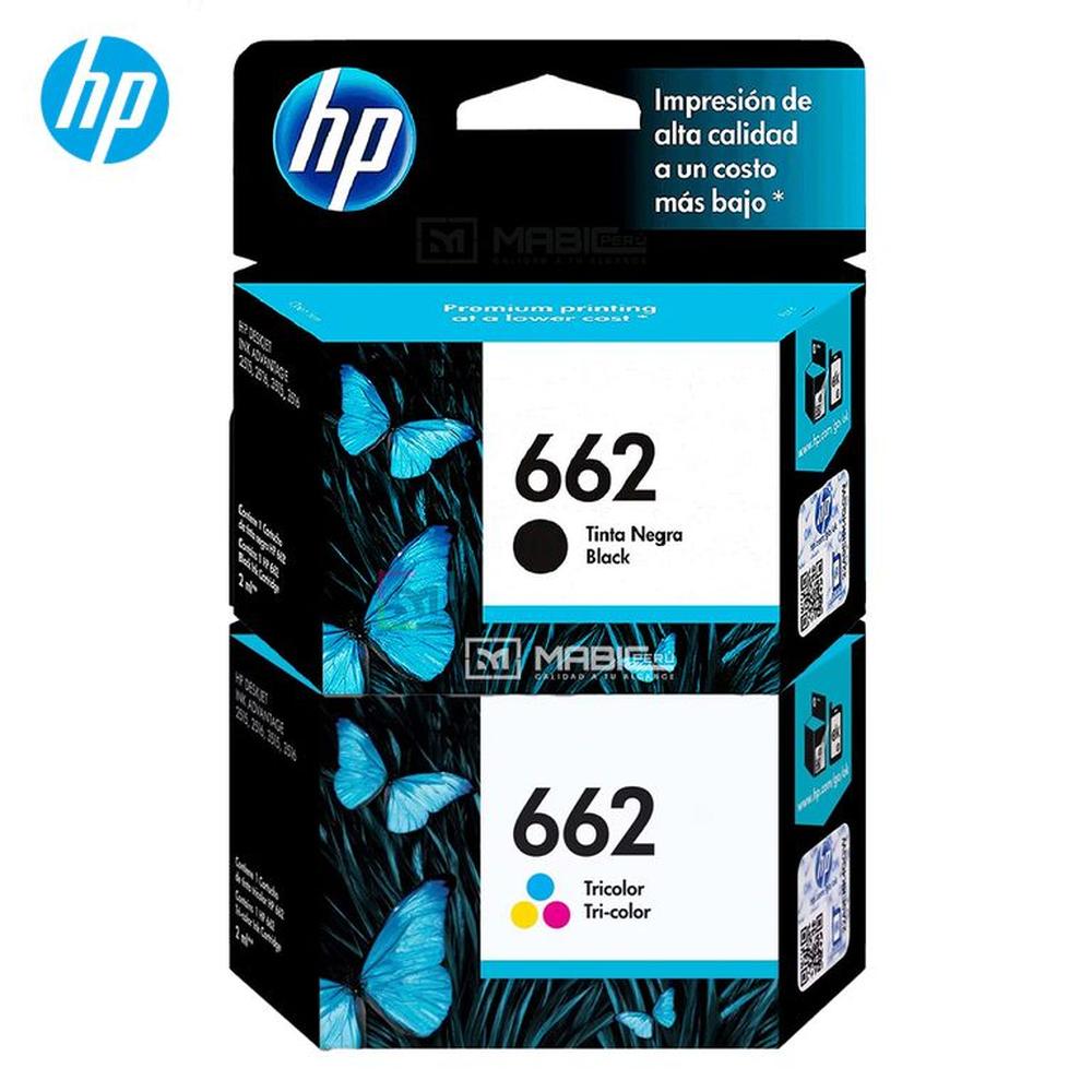 Pack Tinta HP 662 Negro Tricolor Deskjet 2515 3515 Original