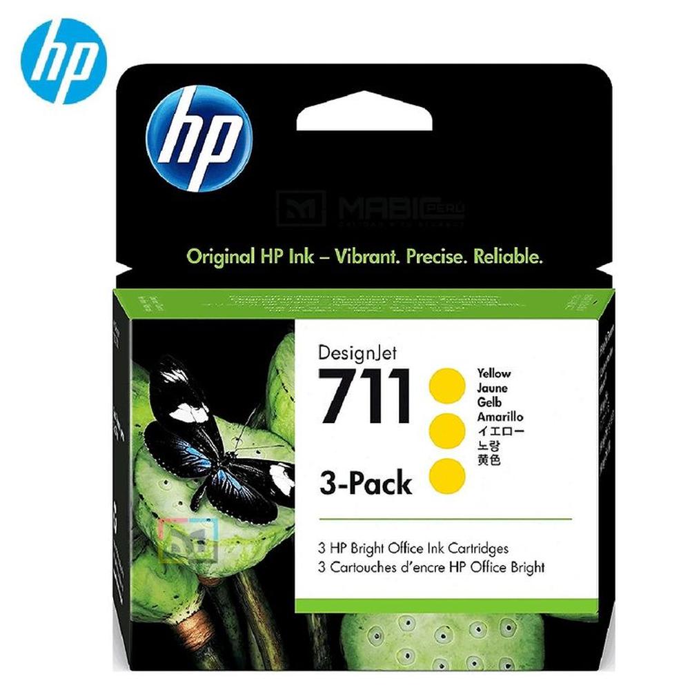 Cartucho de Tinta HP 711 3Pack Amarillo CZ136A DesignJet T120 T520 T530 - 29ml