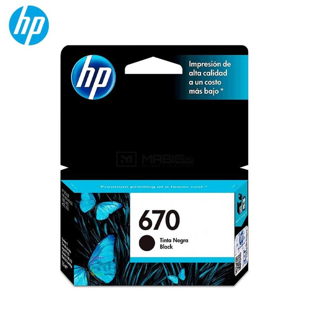 Cartucho de Tinta HP 670 Negro CZ113AL Deskjet 3525 4615 4625 5525 Original