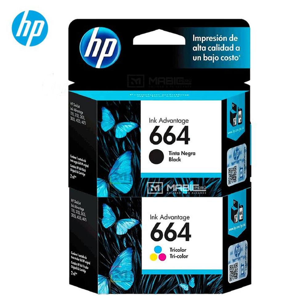 Pack Tinta HP 664 Negro Tricolor DeskJet 1115 2135 4535 4675 Original