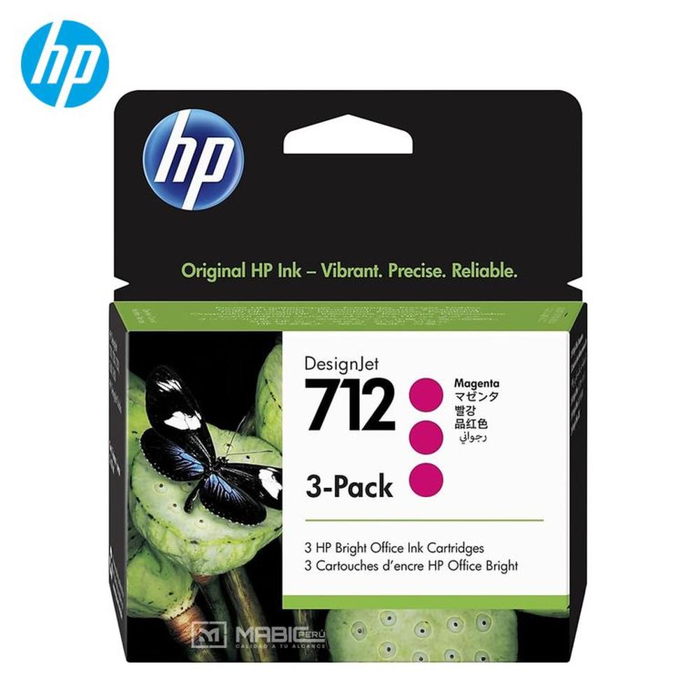Cartucho de Tinta HP 712 3Pack Magenta 3ED78A DesignJet T210 T250 T650 - 29ml