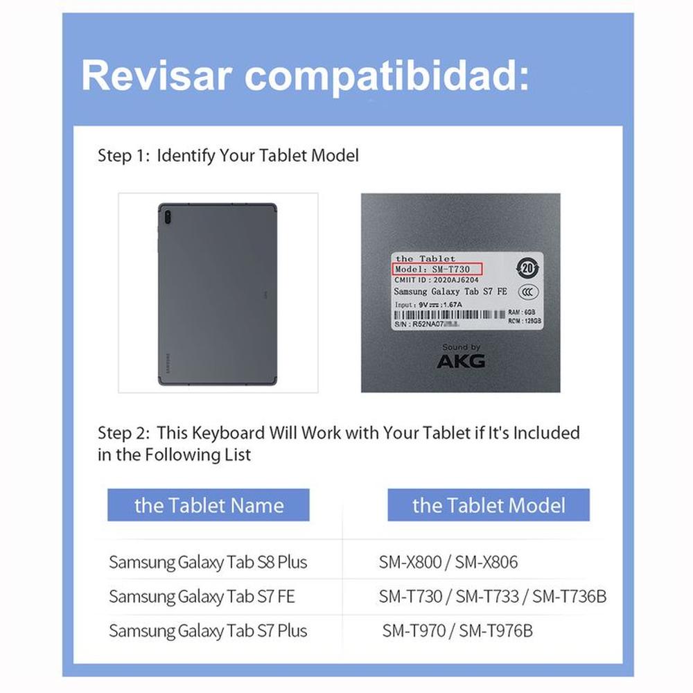 Funda Con Teclado Para Samsung Galaxy TAB S7+ / S7FE de 12.4 pulgadas