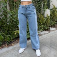 Pantalón Jean Ajustable Mujer Lineas Lavado Claro