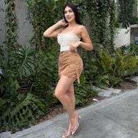 Falda Cargo Tafeta Color Camel