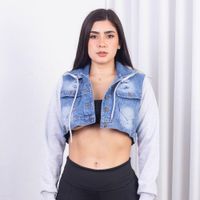 Casaca Jean Crop con Capucha para Mujer.