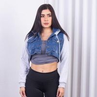 Casaca Jean Crop con Capucha para Mujer.