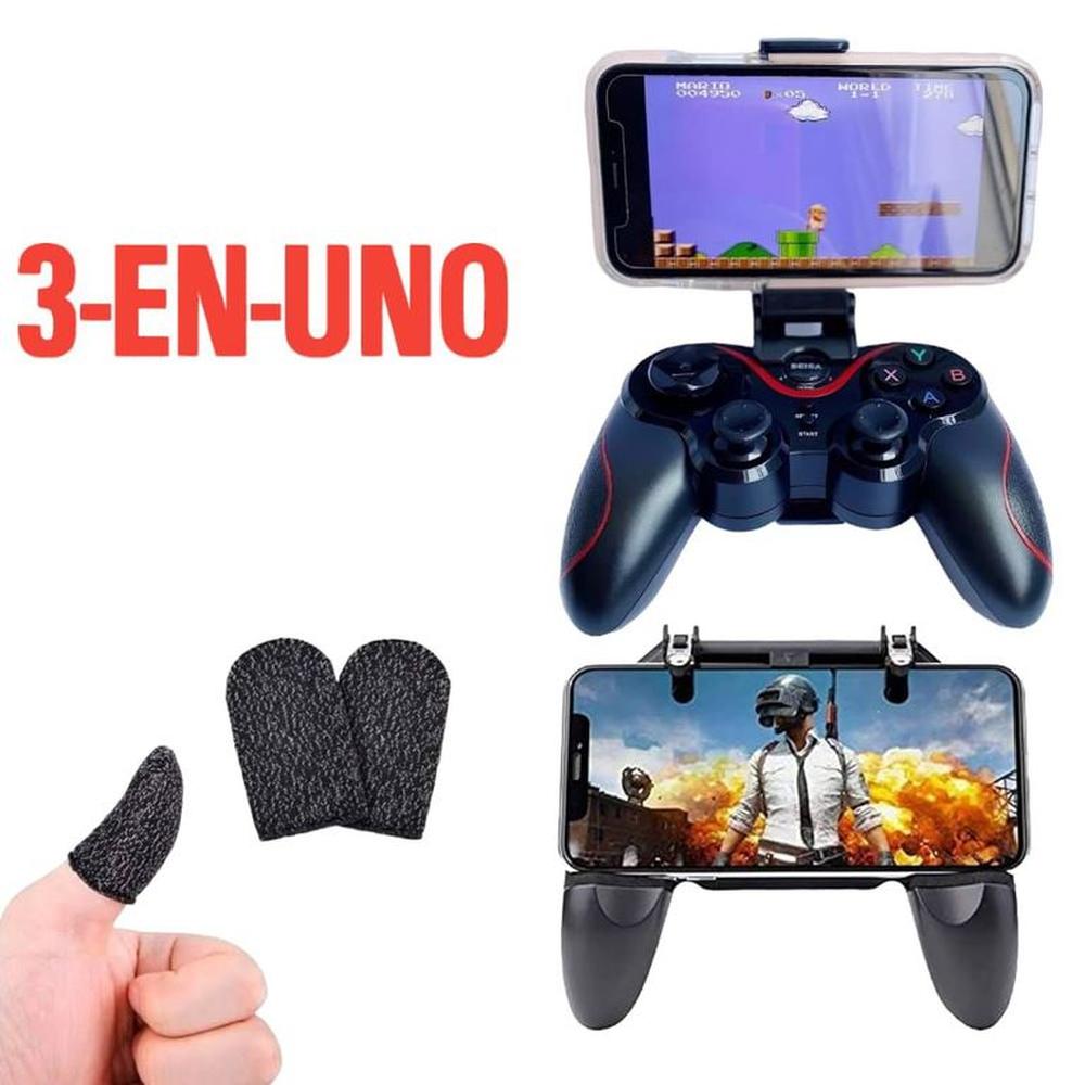 Kit Gamer 3 en 1 Gamepad Bluetooth Inalambrico Joystick W11 y Dedales