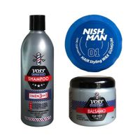 Shampoo Voss + Acondicionador bálsamo Voss + Cera Nishman 01