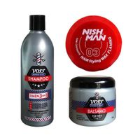 Shampoo Voss + Acondicionador bálsamo Voss + Cera Nishman 03