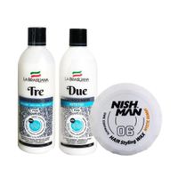 Shampoo Tre + Reacondicionador Due + Cera Capilar Nishman 06