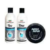 Shampoo Tre + Reacondicionador Due + Cera Capilar Nishman 07