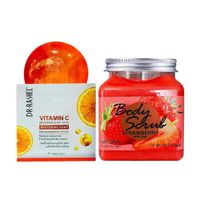 Jabón Iluminador y Aclarador Vitamina C + Exfoliante corporal Fresa con sal