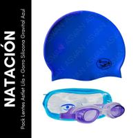 Pack Lentes Astlet Lila + Gorro Silicona Gravital Azul