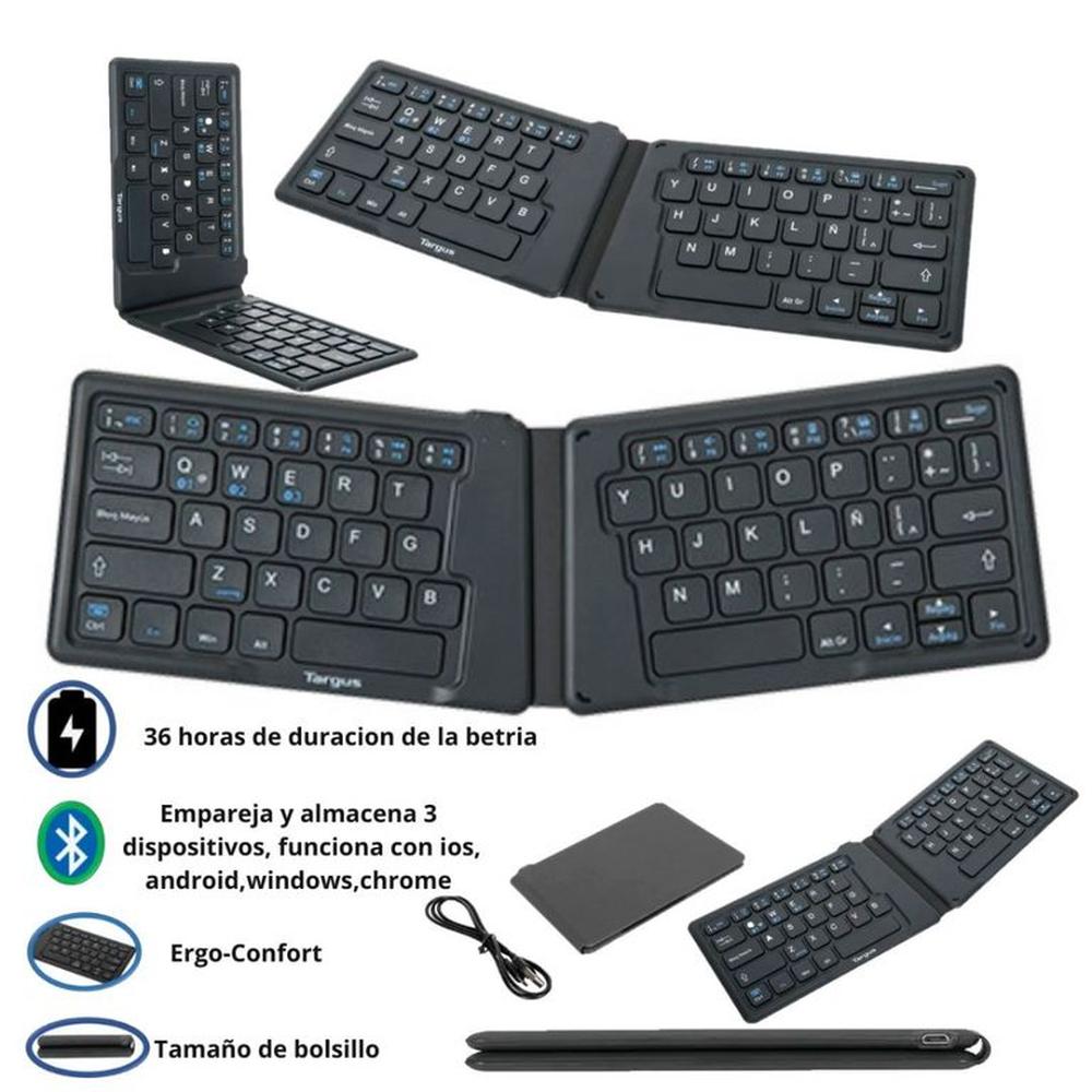 Teclado inalámbrico Targus AKF003 Plegable Ergonómico Antimicrobial