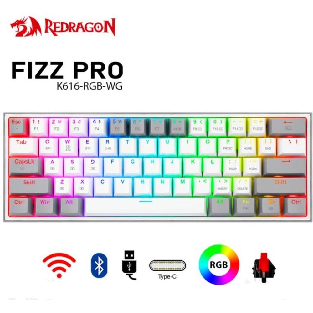 Teclado Inalámbrico Redragon Fizz Pro-Gris