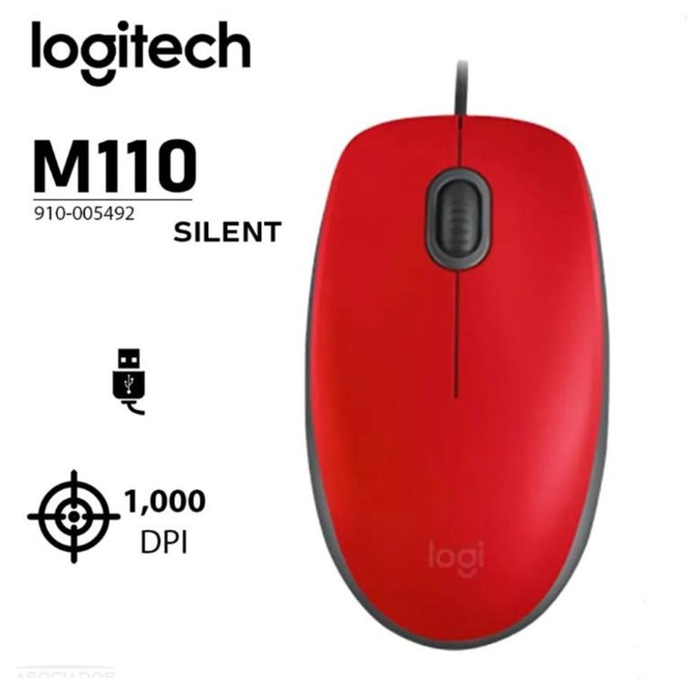 Mouse Logitech M110 Silent- Rojo