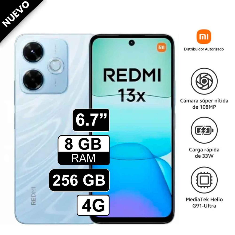 Celular Xiaomi Redmi 13X 4G 256GB 8GB RAM cámara 108MP + 2MP frontal 13MP 67 Azul