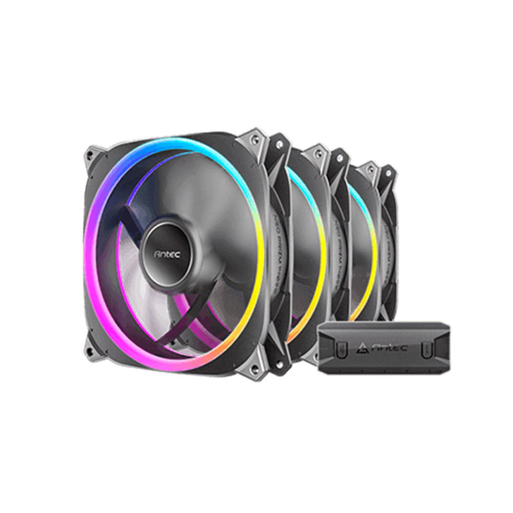Ventilador Antec Neo Prizm T3 120mm RGB - Paquete de 3, Alta Velocidad y Iluminación Personalizable