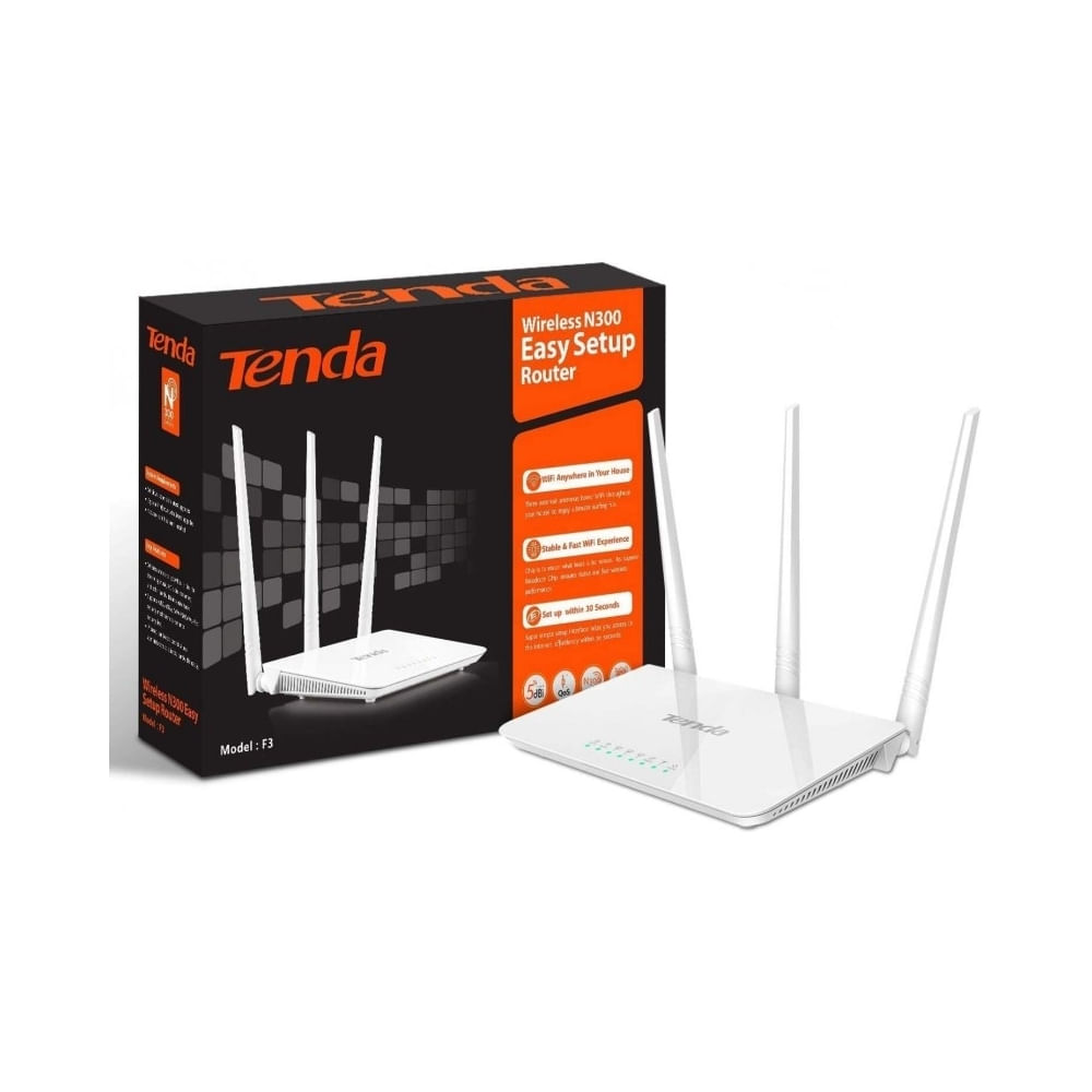 Router Inalambrico Tenda F3 - Conectividad N300 Mbps, Ideal para Hogar y Oficina, Eficiente y Rápid