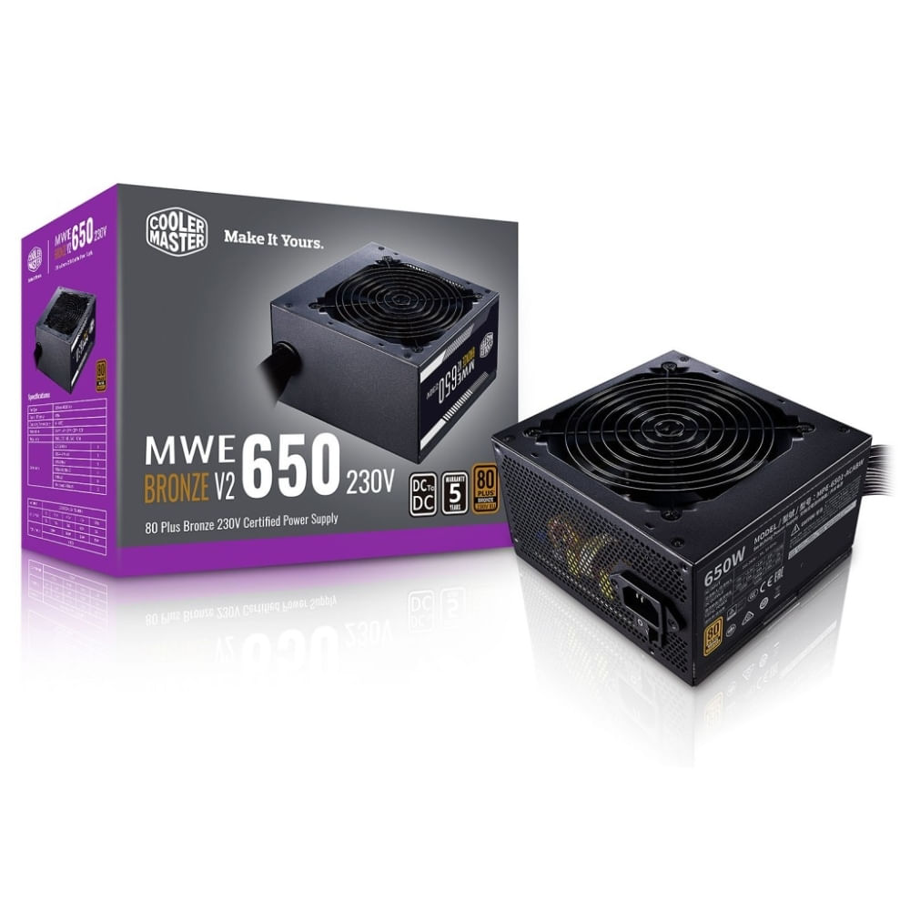 Fuente de Poder Cooler Master MWE Bronze V2 650W 230V, Eficiencia, Fiabilidad y Rendimiento Óptimo