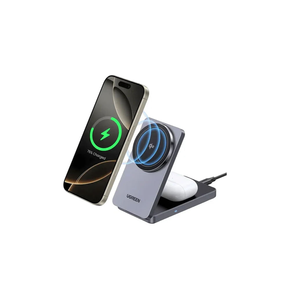 UGREEN Cargador Inalámbrico MagFlow Qi2 15W - Soporte Compacto y Eficiente para Tu Dispositivo