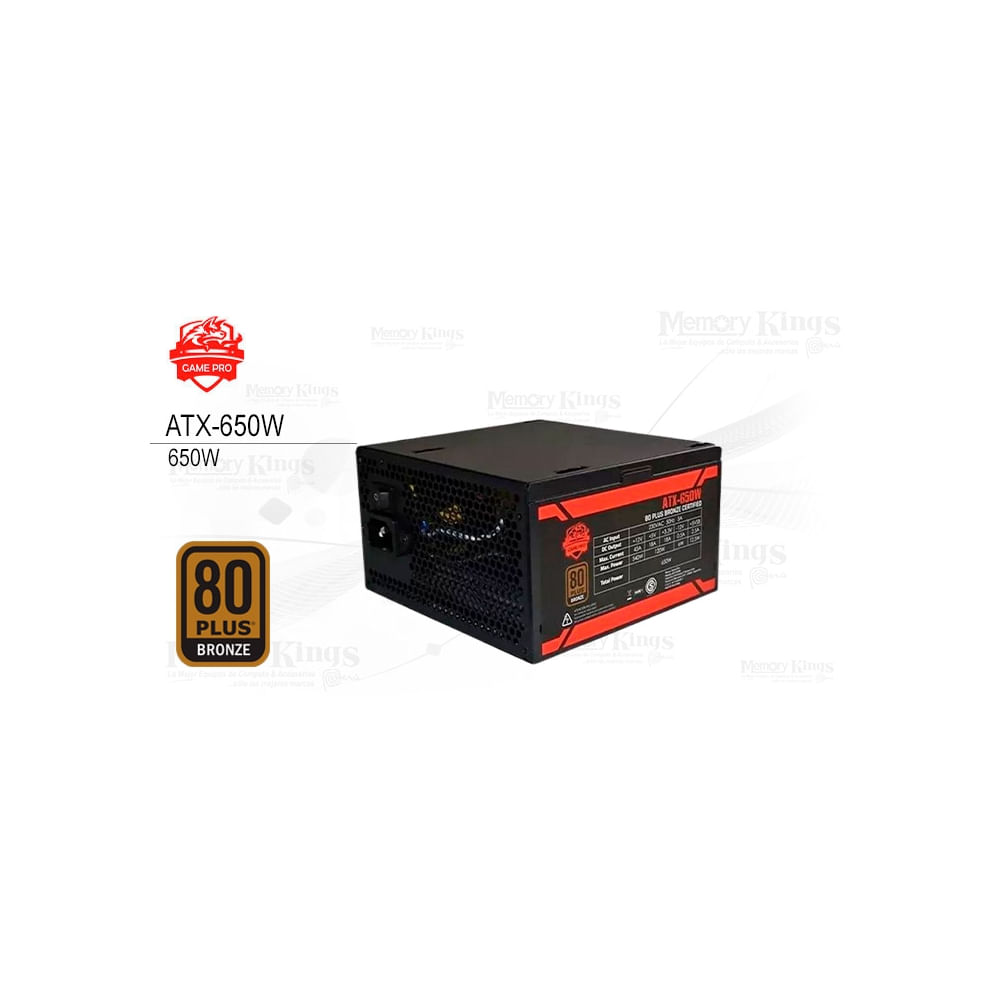 Fuente de Poder Game Pro 650W 80 Plus Bronze - Eficiencia Energética ATX Ideal para Gaming
