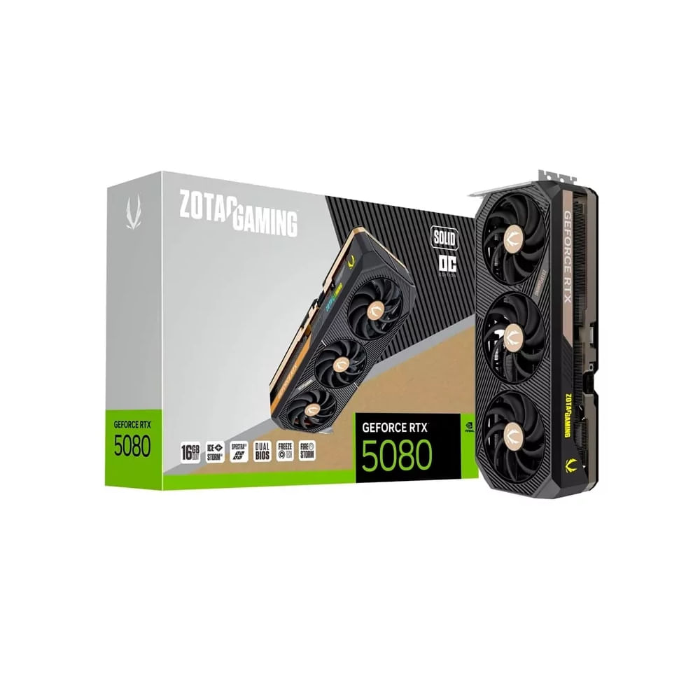 Tarjeta Gráfica ZOTAC GeForce RTX 5080 16GB Solid OC - Rendimiento Superior y Eficiencia