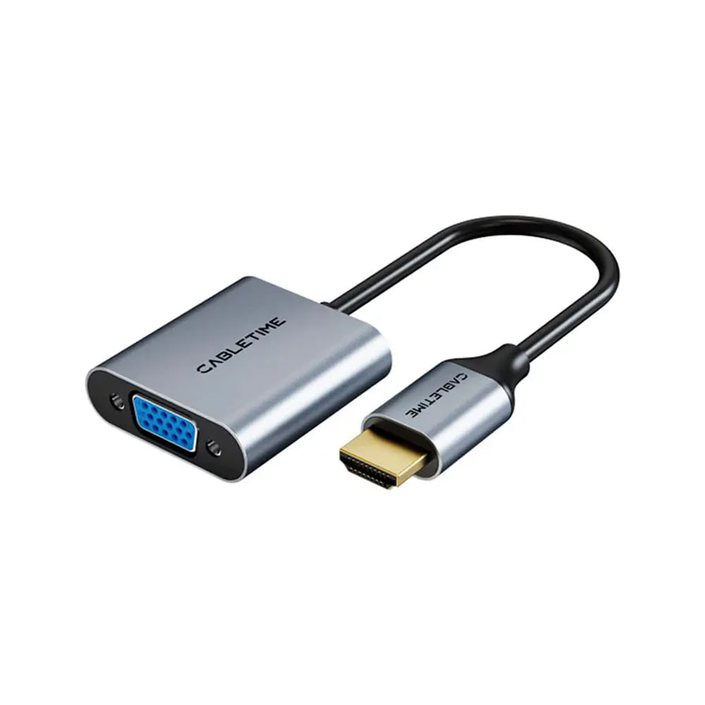 Adaptador HDMI a VGA CABLETIME CP53G 1080p 60Hz – Conexión Ideal para Proyector y Monitor