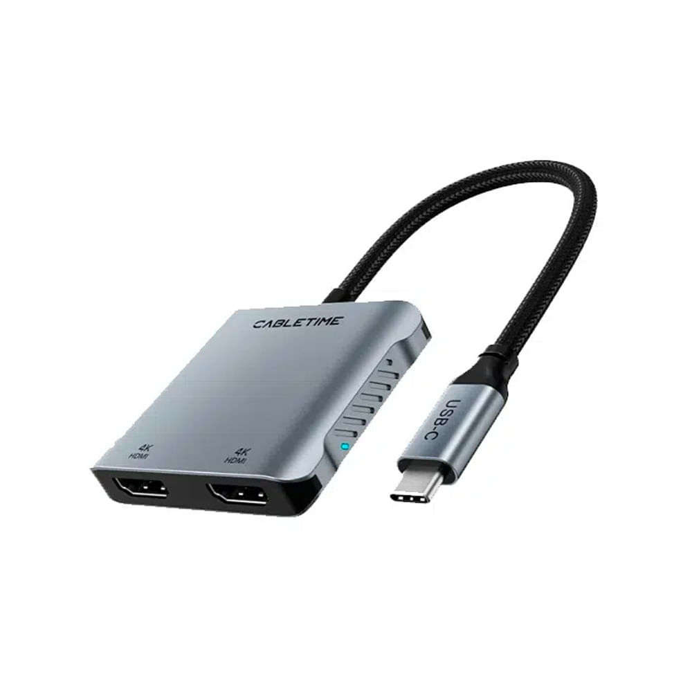 Adaptador USB-C a DUAL HDMI CABLETIME CB73G 4 en 1 - Conexión Rápida y Compatible con Todos los Dis