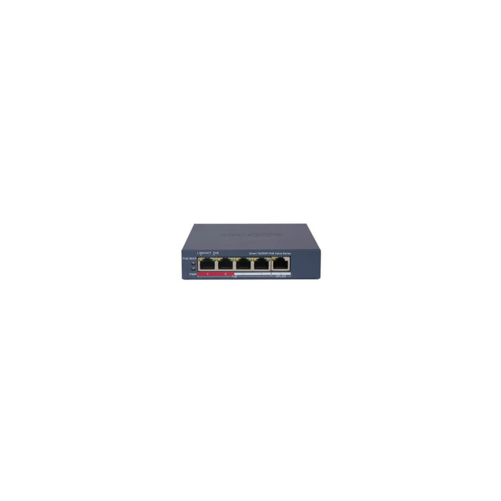 Switch HIKVISION Smart 4 Puertos PoE + 1 Gigabit RJ45 100M - Alto Rendimiento y Bajo Consumo