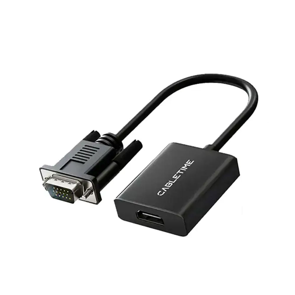 Adaptador VGA a HDMI CABLETIME CP54B - Transforma tu señal a 1080p con audio integrado
