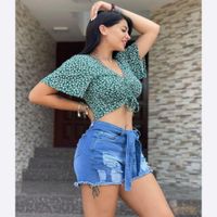 Short Denim Lazo Rasgado Mujer