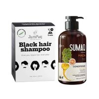 Shampoo Capilar Cubre Canas negro + Acondicionador Maca
