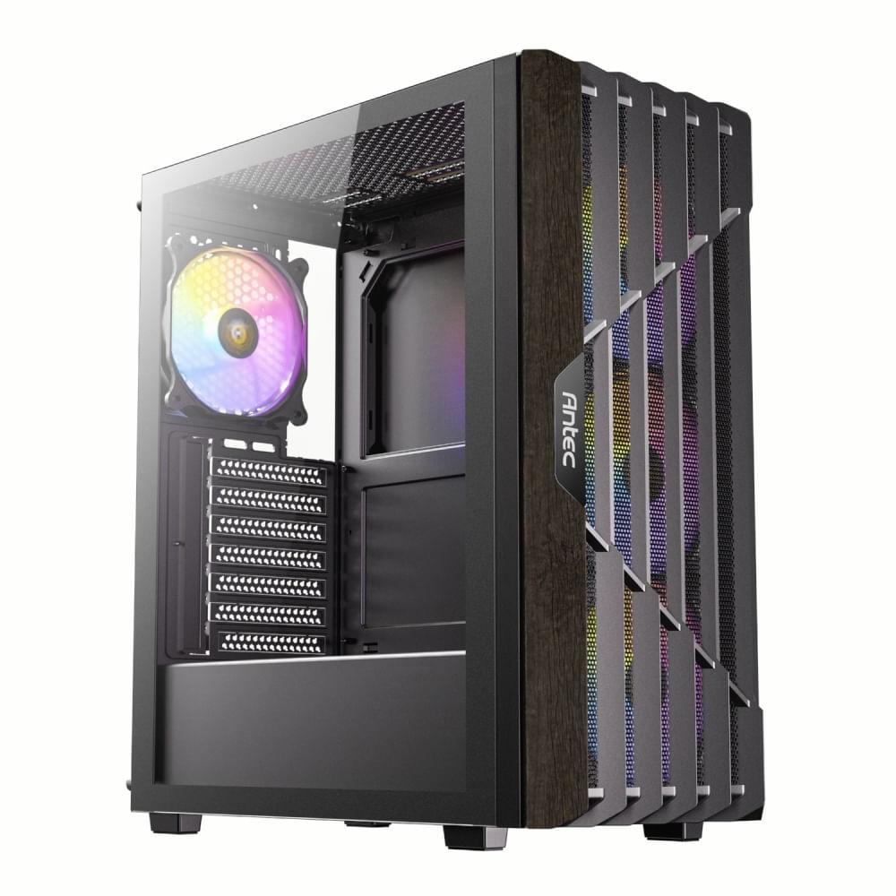 Antec AX63 Wood ARGB - Case para PC Minimalista con Crystal Glass y Diseño Moderno - RGB
