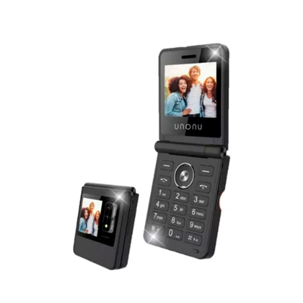 Celular Unonu UF1L Flip Phone 4G LTE Negro: Diseño Compacto y Conectividad Rápida